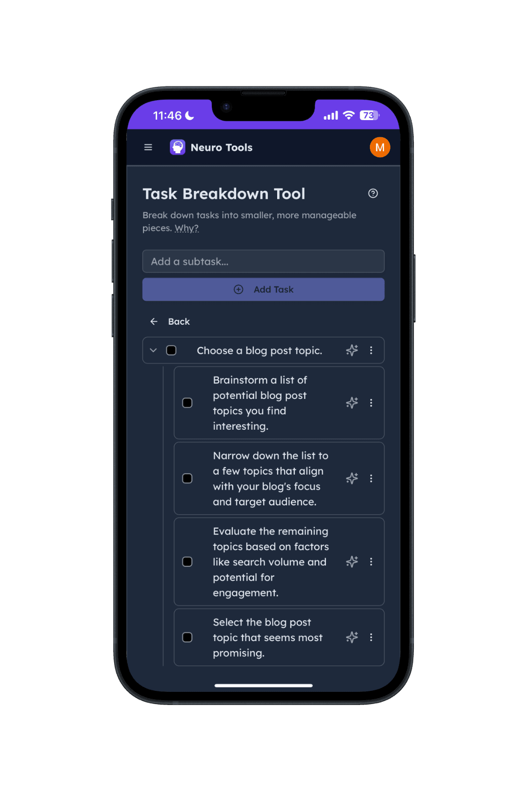 Neuro Tools interface mockup 2